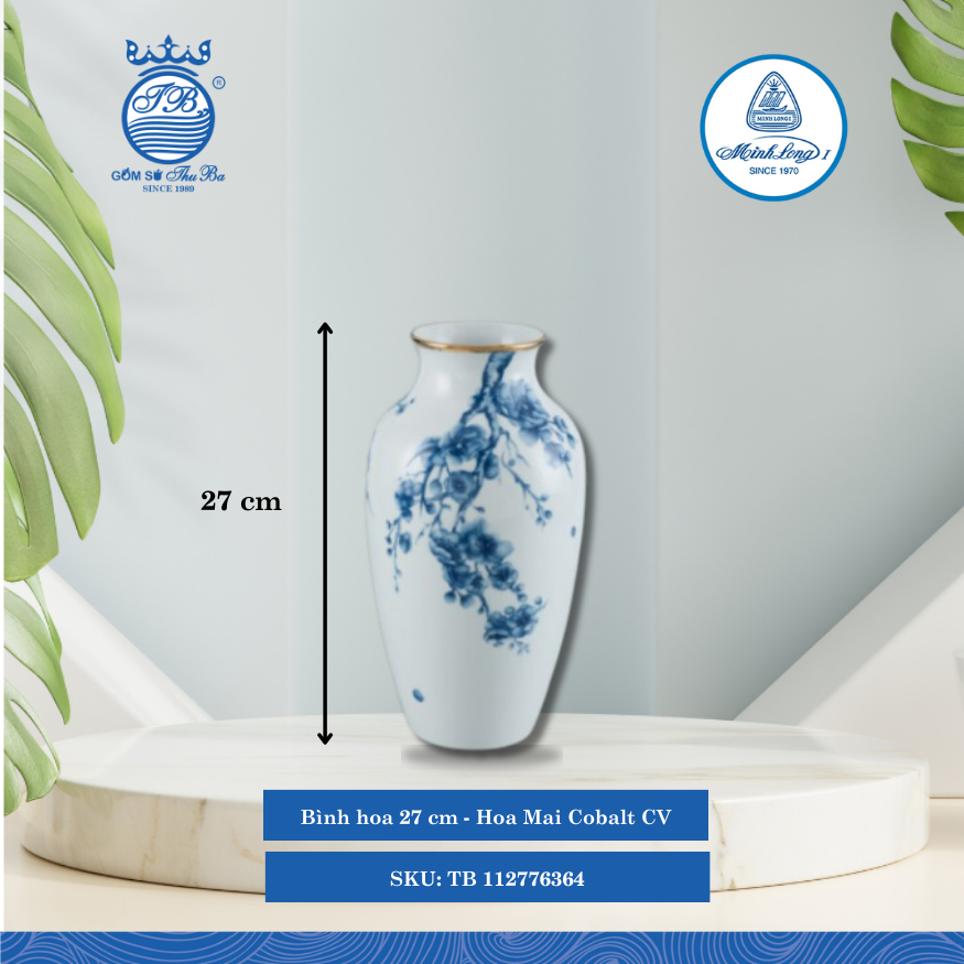 Bình Hoa Hoa Mai Cobalt CV Cao: 27cm ML I Sứ Bình Hoa Flower Vase TB 112776364