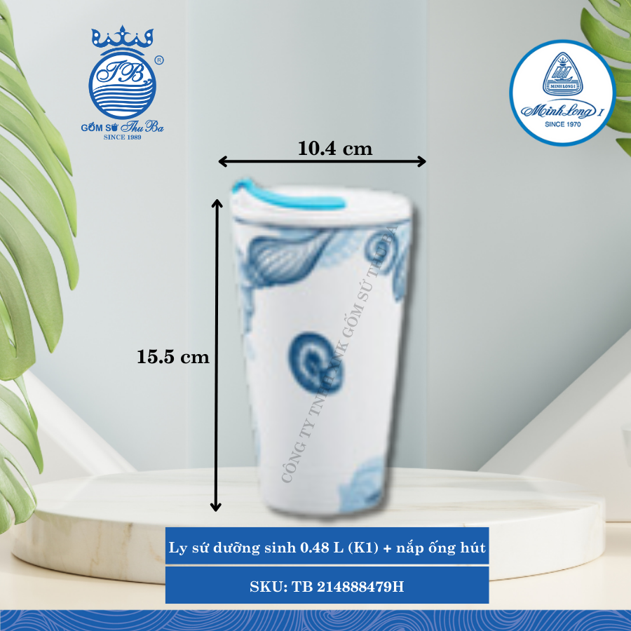 Ly Sứ Có Nắp + Ống Hút Dưỡng Sinh Đại Dương (Nhiều Loại) ML I Sứ