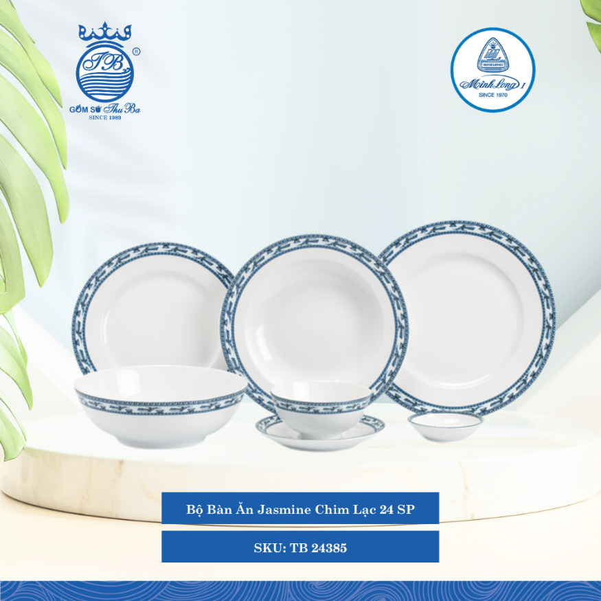 Bộ Đồ Ăn 24 Sản Phẩm Jasmine Chim Lạc ML I Sứ TB 24385