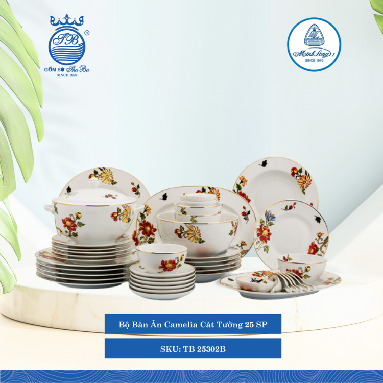 Bộ Đồ Ăn 25 Sản Phẩm Camellia Cát Tường ML I Sứ TB 25302B