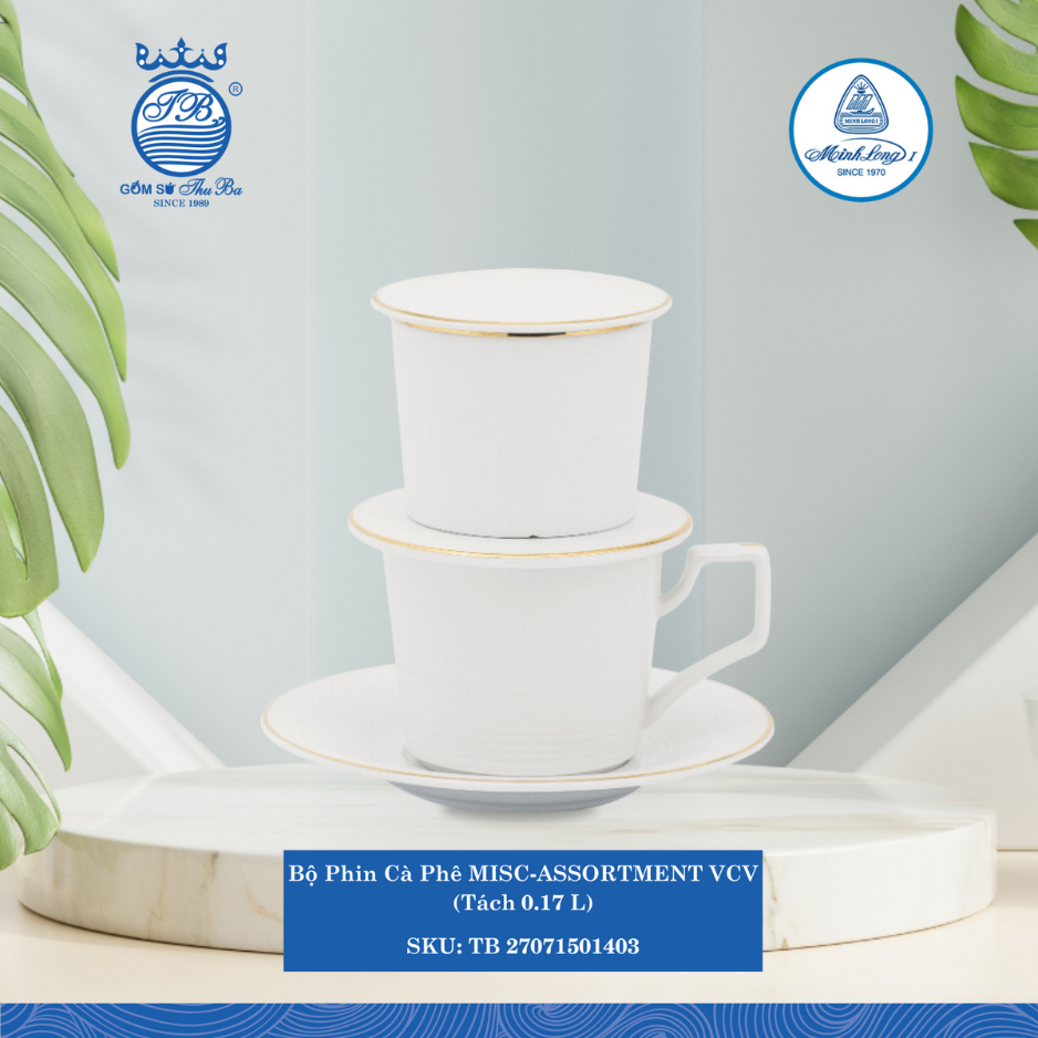 Bộ Phin Cà Phê Misc Assortment Chỉ Vàng 170ml ML I Sứ TB 27071501403