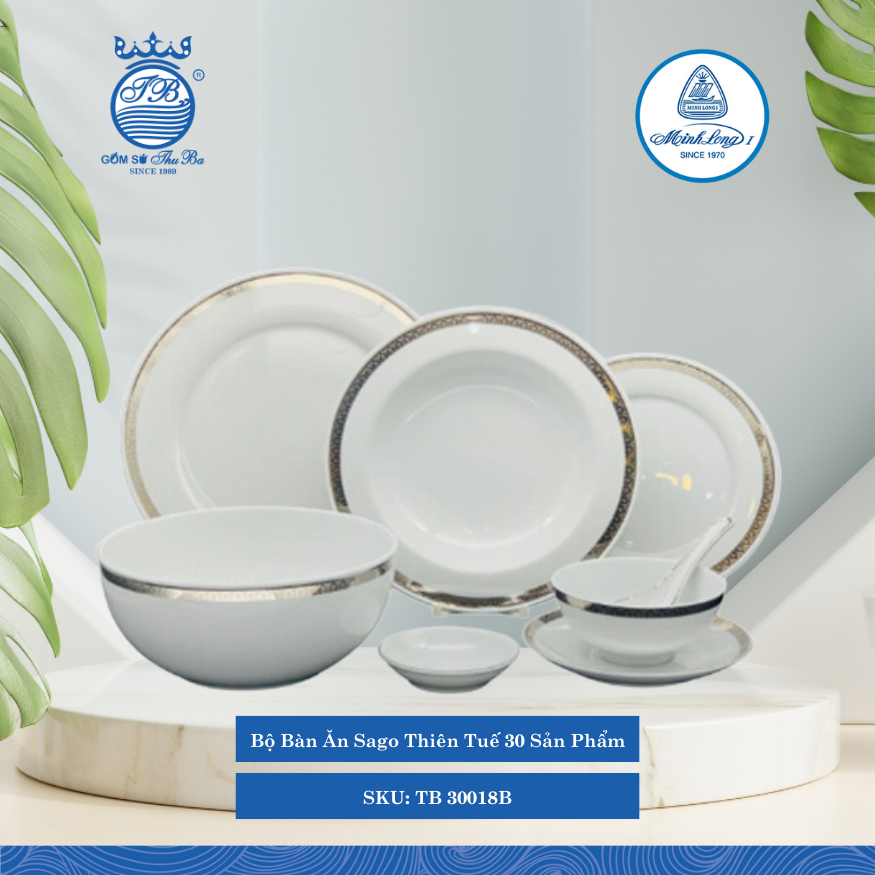 Bộ Đồ Ăn 30 Sản Phẩm Sago Thiên Tuế ML I Sứ TB 30018B