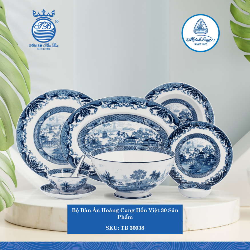 Bộ Đồ Ăn 30 Sản Phẩm Hoàng Cung Hồn Việt ML I Sứ TB 30038