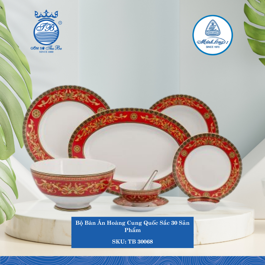 Bộ Đồ Ăn 30 Sản Phẩm Hoàng Cung Quốc Sắc ML I Sứ TB 30068