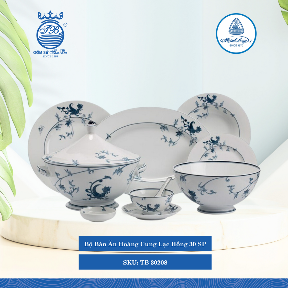 Bộ Đồ Ăn 30 Sản Phẩm Hoàng Cung Lạc Hồng ML I Sứ TB 30208