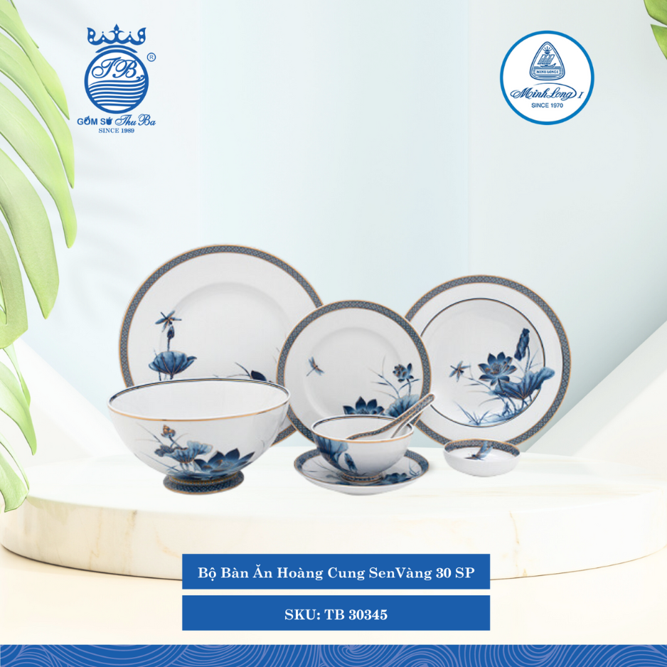 Bộ Đồ Ăn 30 Sản Phẩm Hoàng Cung Sen Vàng ML I Sứ TB 30345