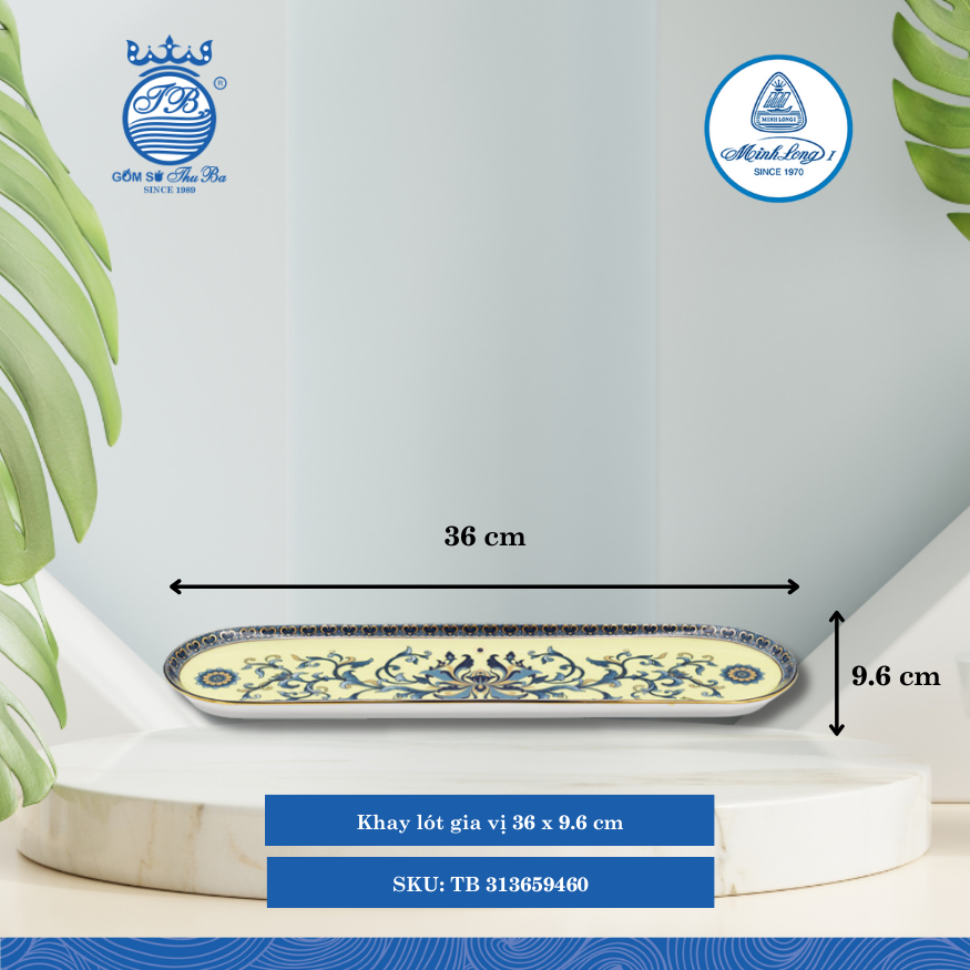 Khay Lót Gia Vị Hoàng Cung Hoàng Liên Dài:36cm Rộng: 9.6cm ML I Sứ TB 313659460