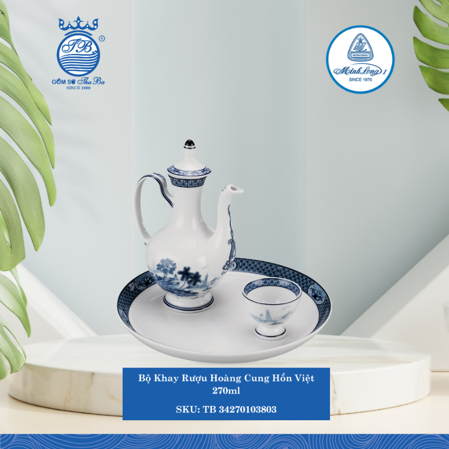 Bộ Khay Rượu Hoàng Cung Hồn Việt 270ml ML I Sứ TB 34270103803