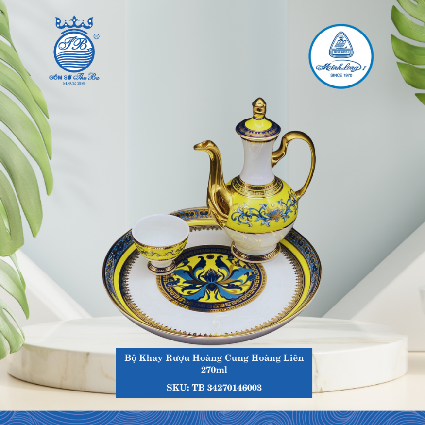Bộ Khay Rượu Hoàng Cung Hoàng Liên 270ml ML I Sứ TB 34270146003