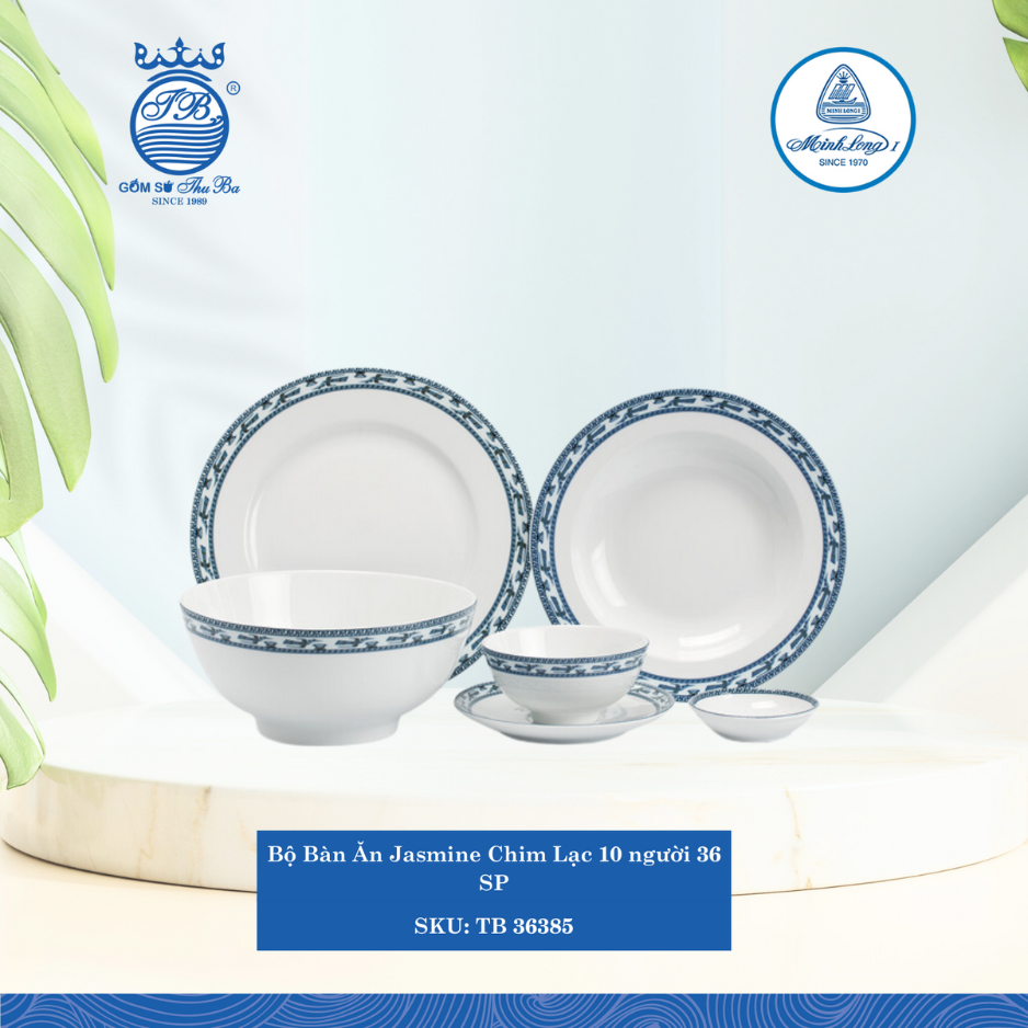 Bộ Đồ Ăn 36 Sản Phẩm Jasmine Chim Lạc ML I Sứ TB 36385