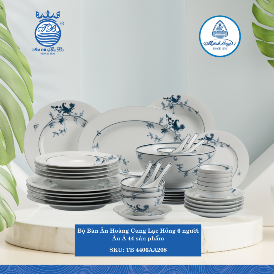 Bộ Đồ Ăn 44 Sản Phẩm Hoàng Cung Lạc Hồng ML I Sứ TB 4406AA208