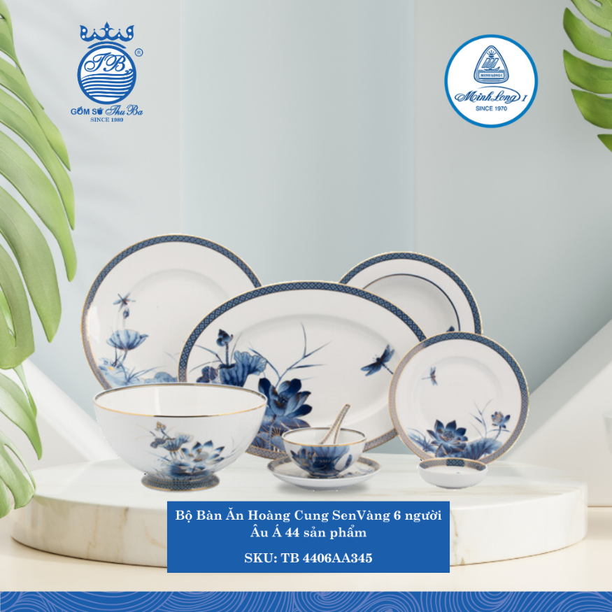 Bộ Đồ Ăn 44 Sản Phẩm Hoàng Cung Sen Vàng ML I Sứ TB 4406AA345