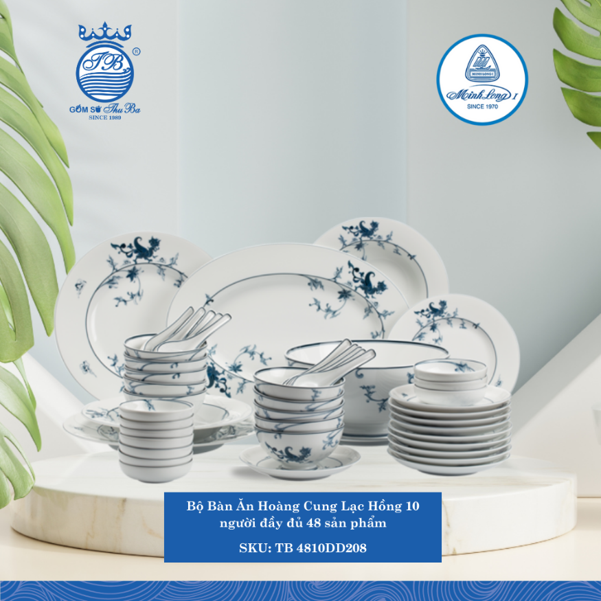 Bộ Đồ Ăn 48 Sản Phẩm Hoàng Cung Lạc Hồng ML I Sứ TB 4810DD208
