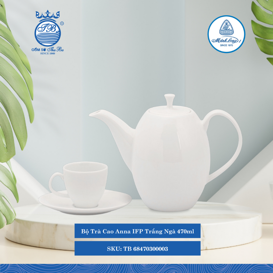 Bộ Trà Cao Anna IFP Trắng Ngà 470ml ML I Sứ TB 68470300003
