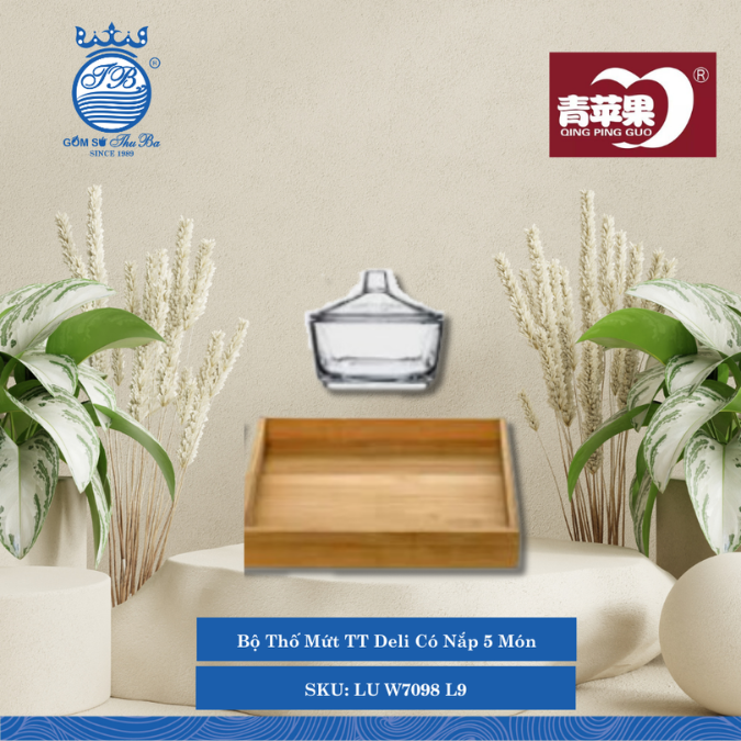 Bộ Thố Mứt TT Deli Có Nắp 5 Món 8 Bộ/Thùng LU W7098 L9