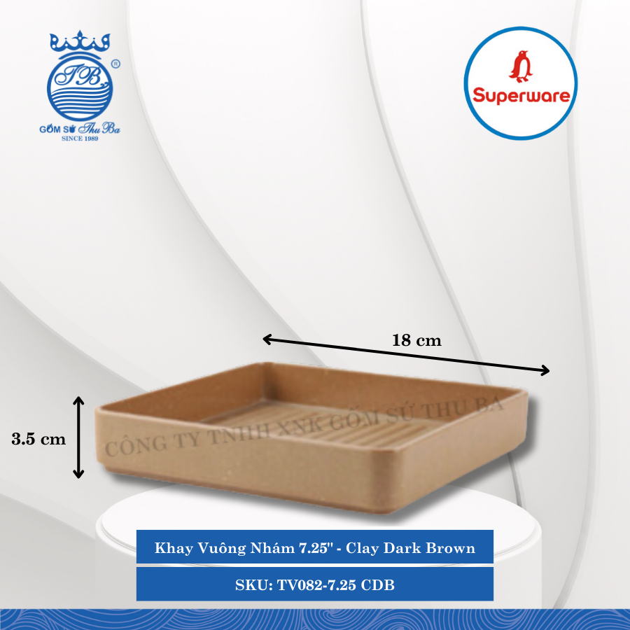 Khay Vuông Nhám 7.25