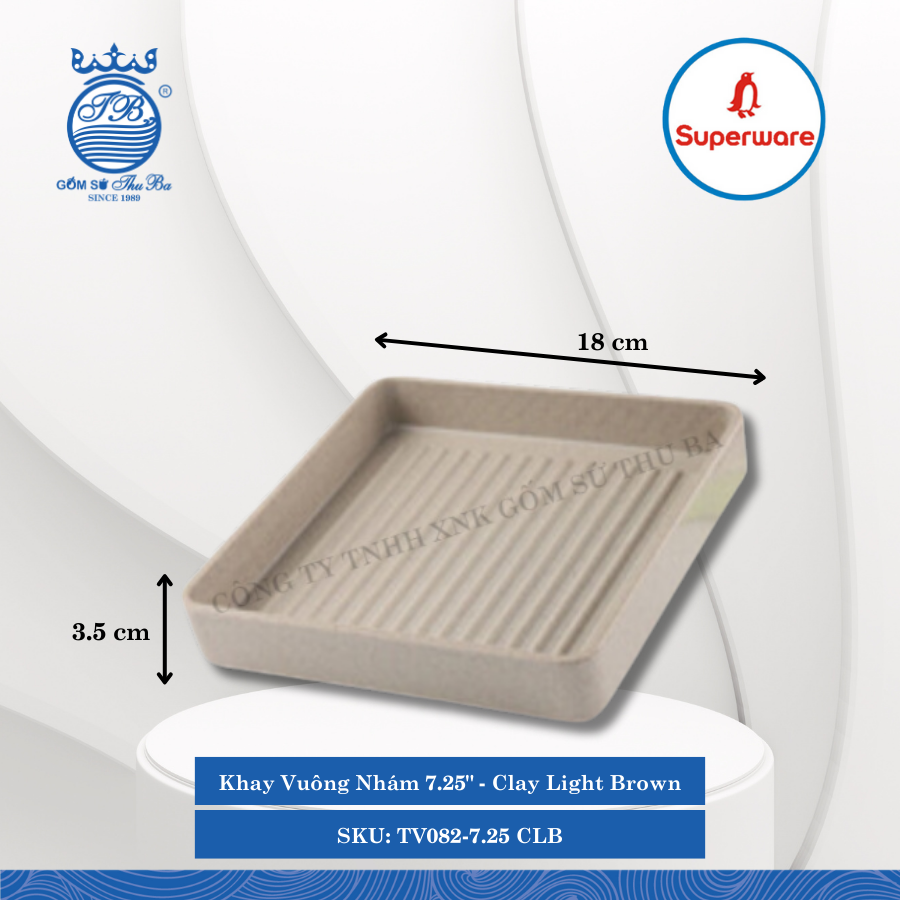 Khay Vuông Nhám 7.25