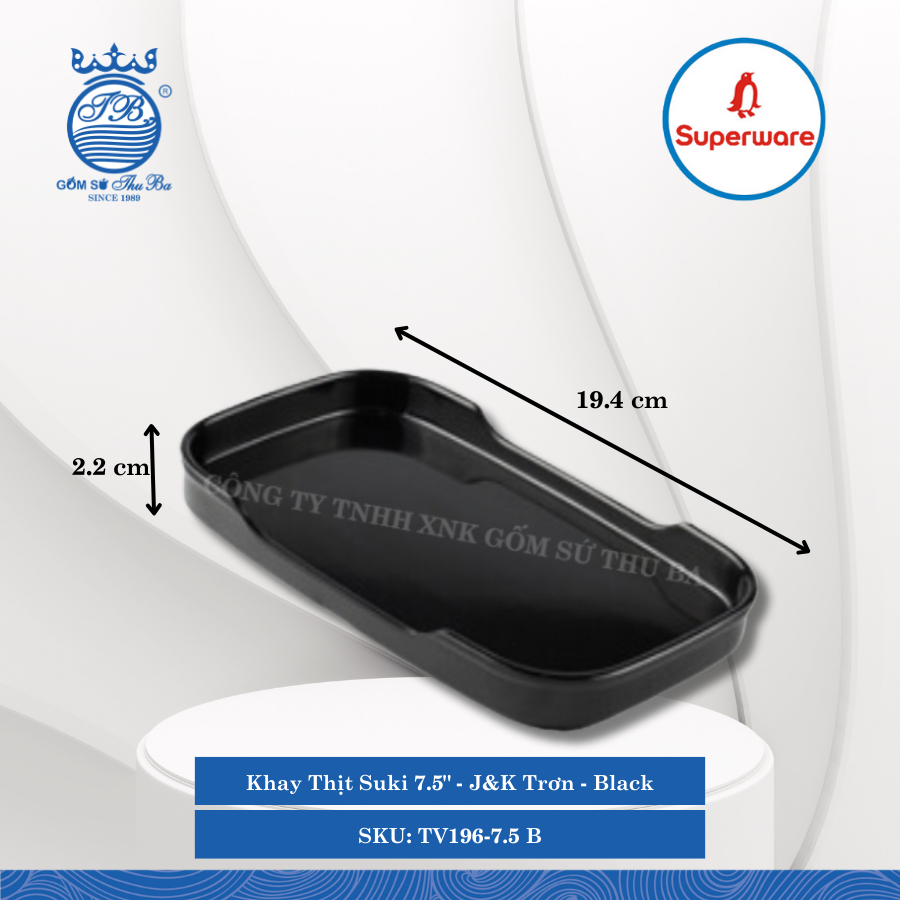 Khay Thịt Suki J&K Trơn Black (Nhiều Size) Superware Nhựa