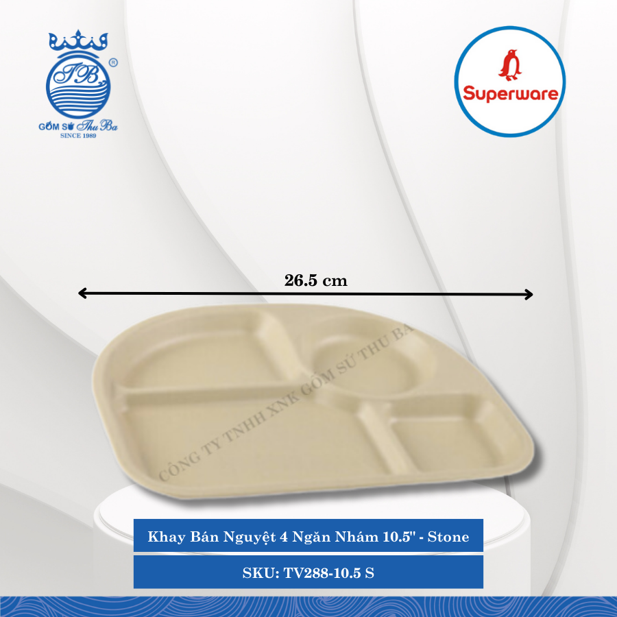 Khay Bán Nguyệt 4 Ngăn Nhám 10.5