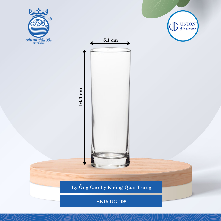Ly Ống Cao Ø: 5.9cm ØĐáy: 5.1cm 283ml Cao: 16.4cm 4 lố/Thùng 6 c/Hộp 15Gr. Thủy Tinh UG 408