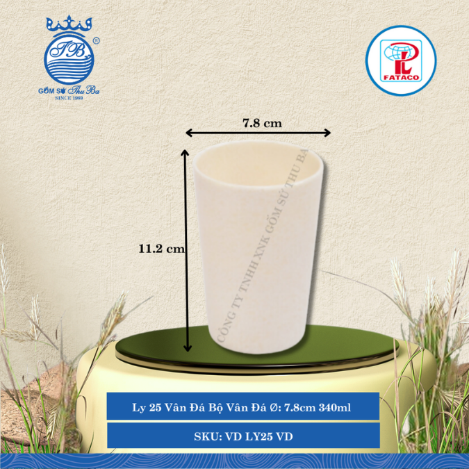 Ly 25 Vân Đá Bộ Vân Đá Ø: 7.8cm 340ml Cao: 11.2cm Fataco Nhựa VD LY25 VD