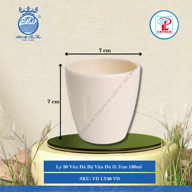 Ly 30 Vân Đá Bộ Vân Đá Ø: 7cm 150ml Cao: 7cm Fataco Nhựa VD LY30 VD