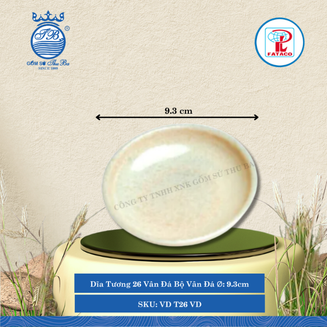 Dĩa Tương 26 Vân Đá Bộ Vân Đá Ø: 9.3cm Cao: 1.9cm Fataco Nhựa VD T26 VD