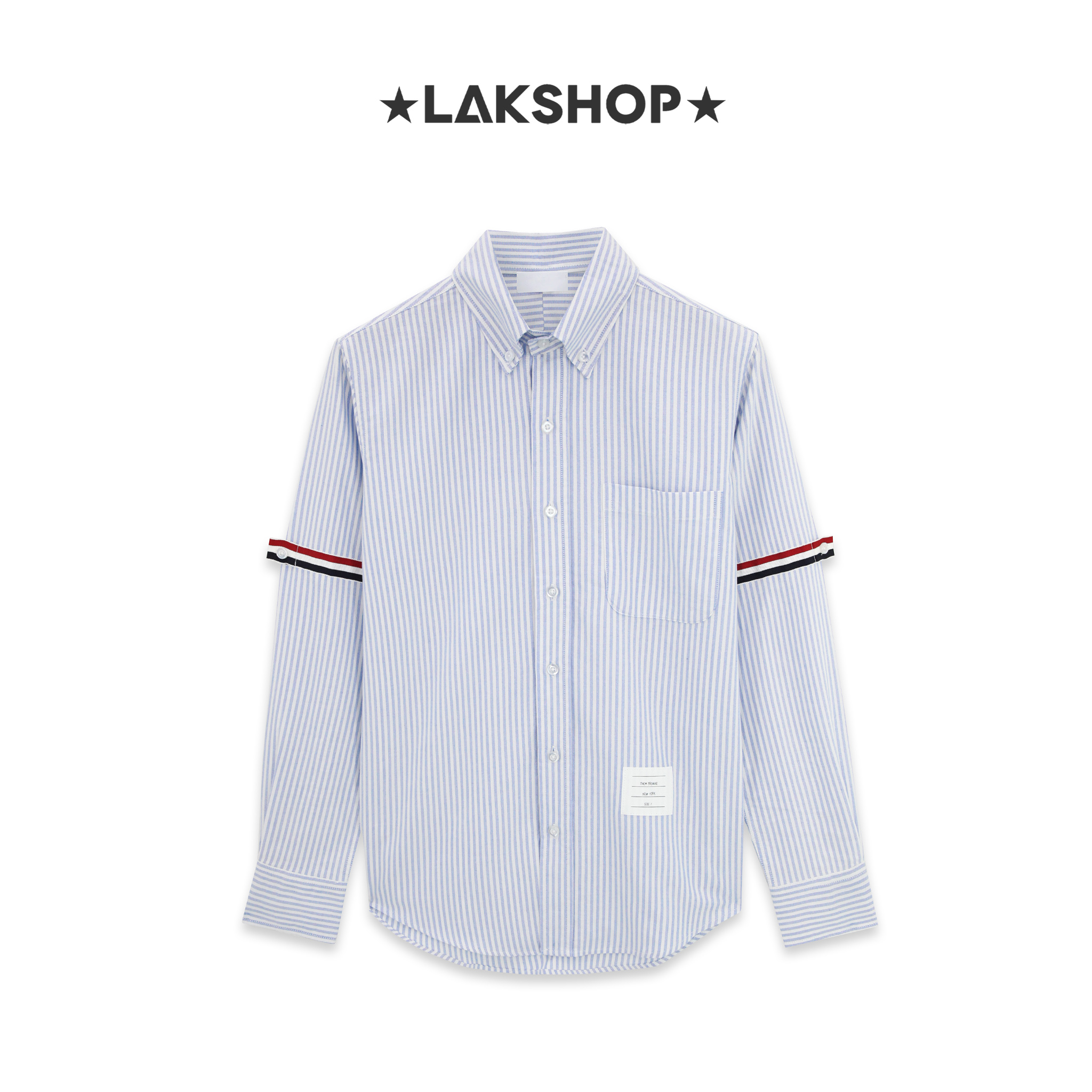 Áo TB Blue University Stripe Grosgrain Armband Oxford Shirt