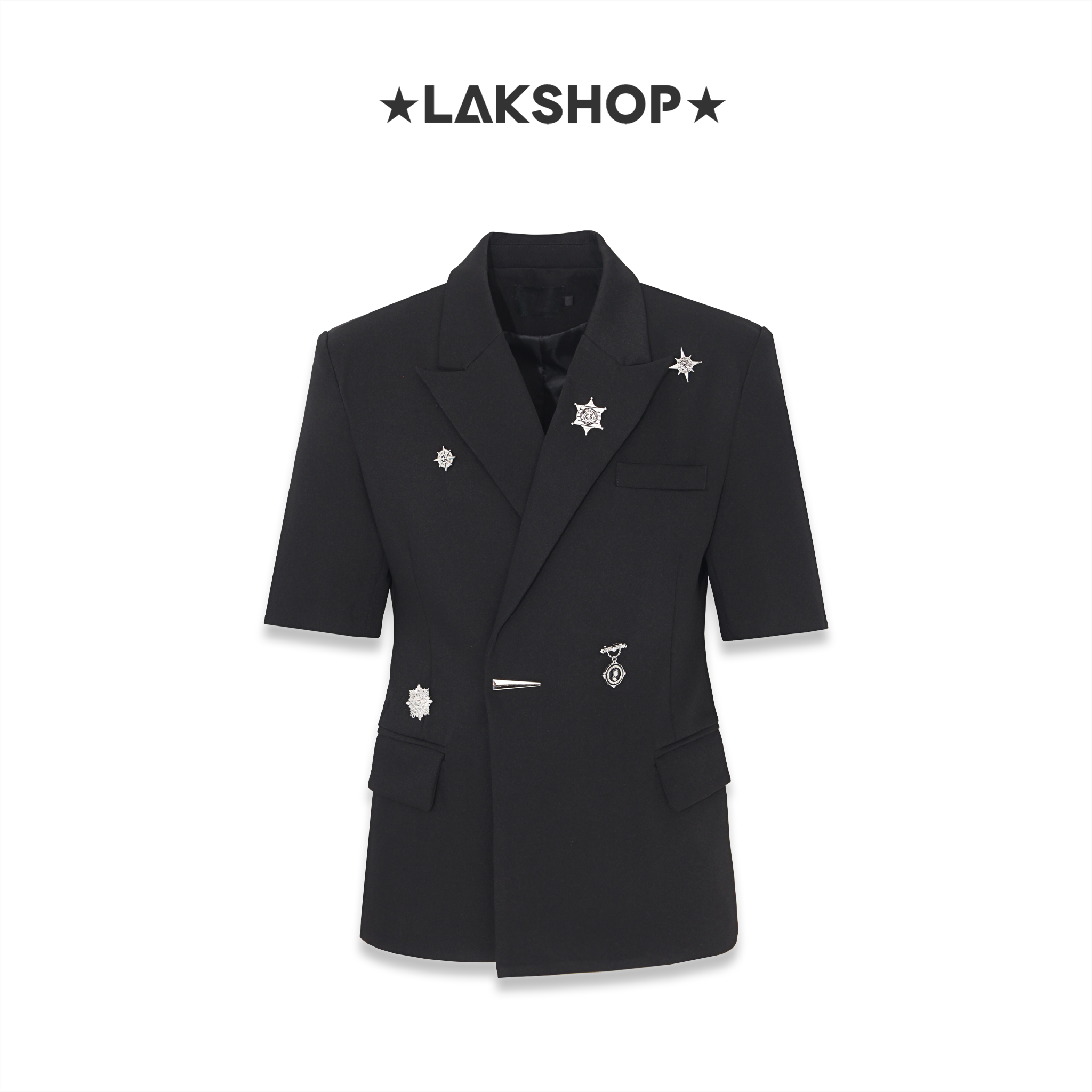 Áo Black with Charm Short-Sleeve Blazer