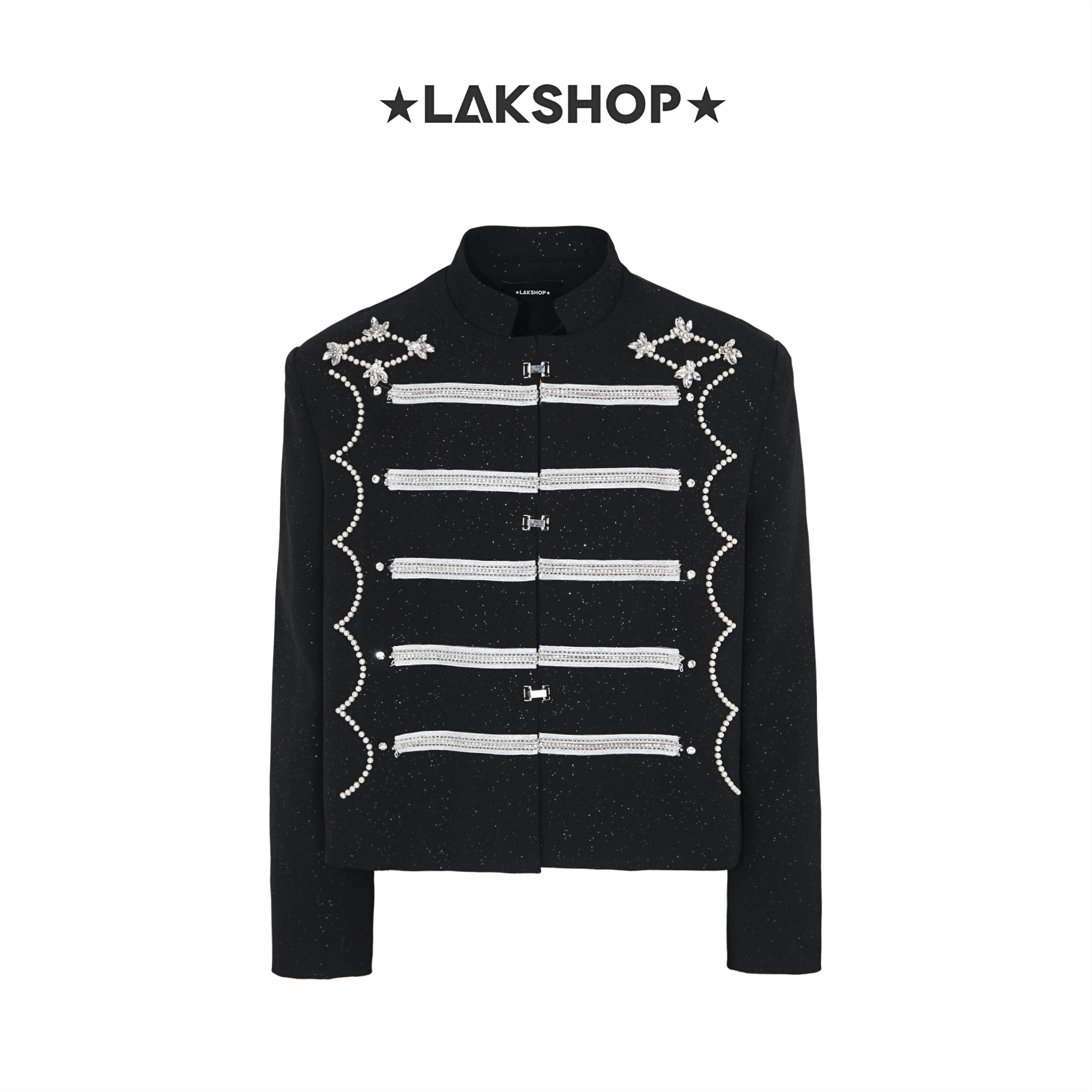 Áo Black Bling Bling Pearl Trim Jacket