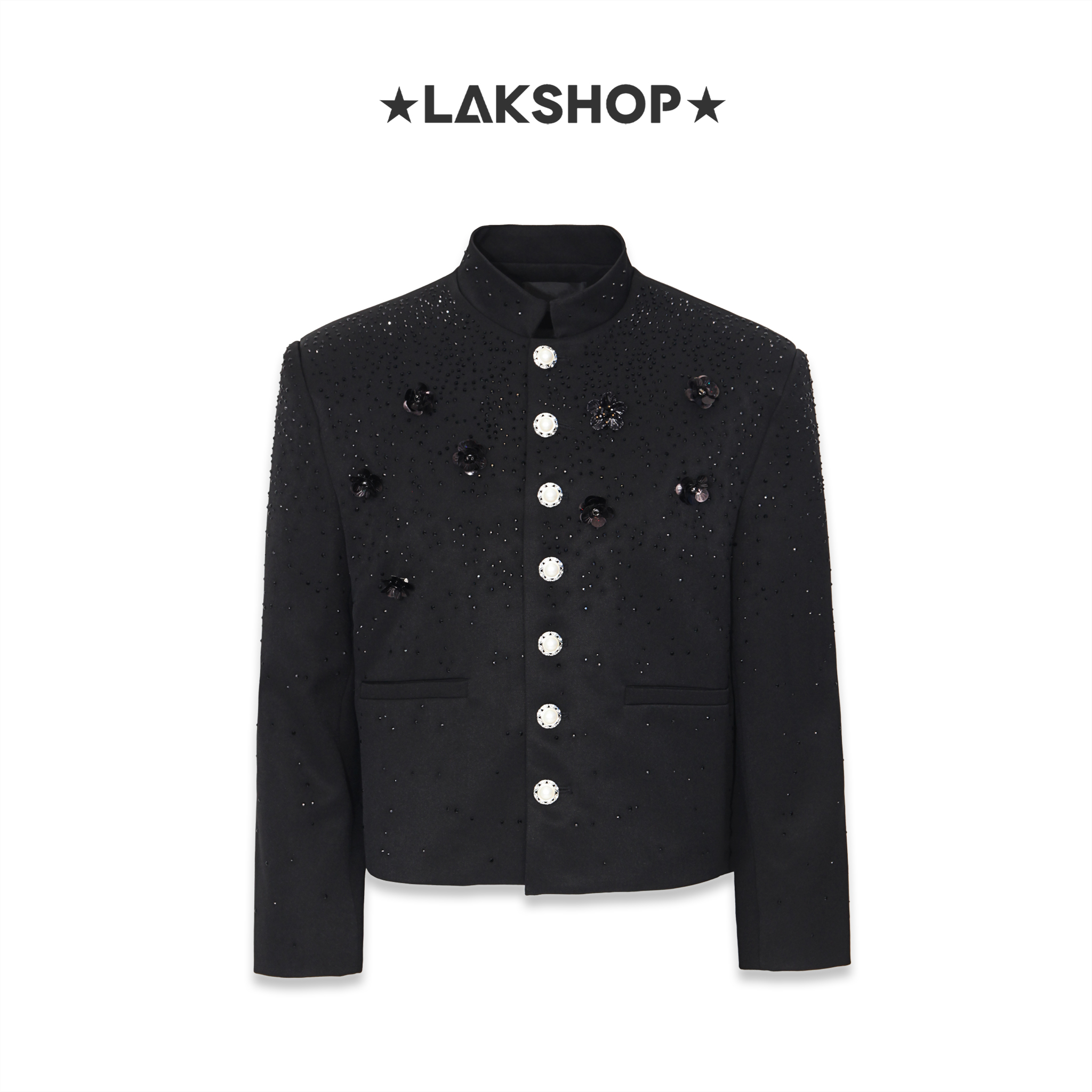 Áo Bling Bling Crystal Black with Flower Jacket