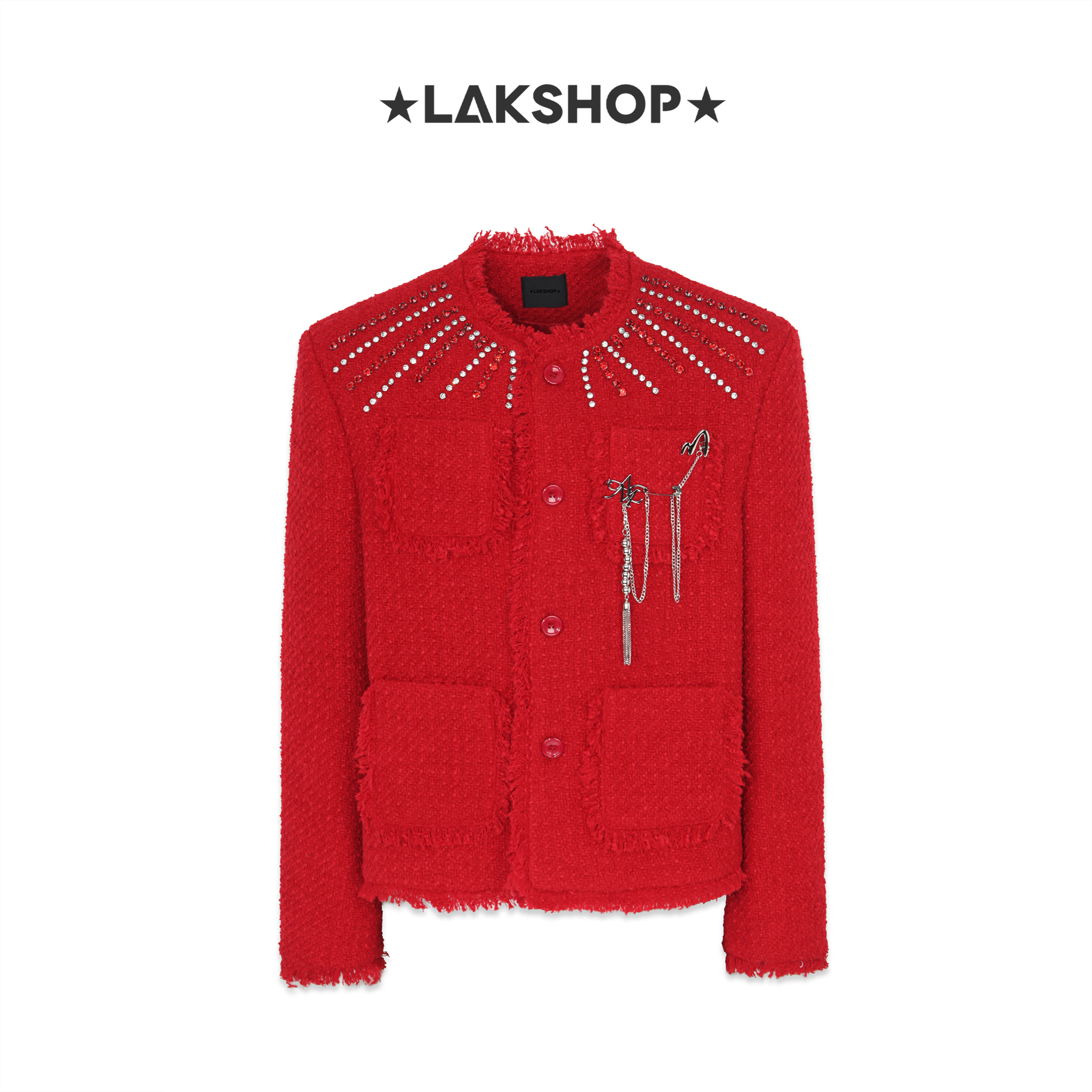 Áo Red Stone with Pin Tweed Jacket