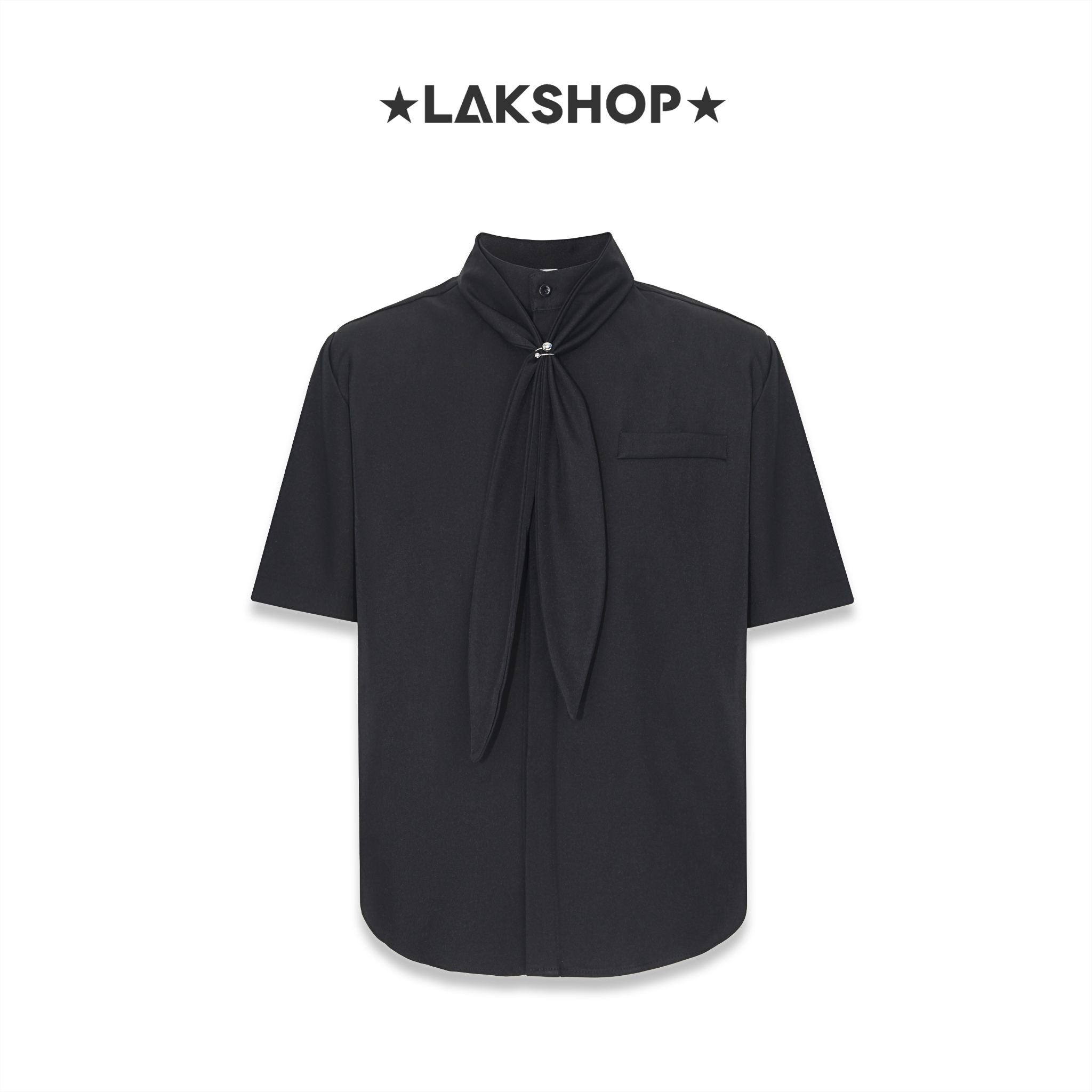 Áo Black Tie Collar with Padded Shoulder Shirt