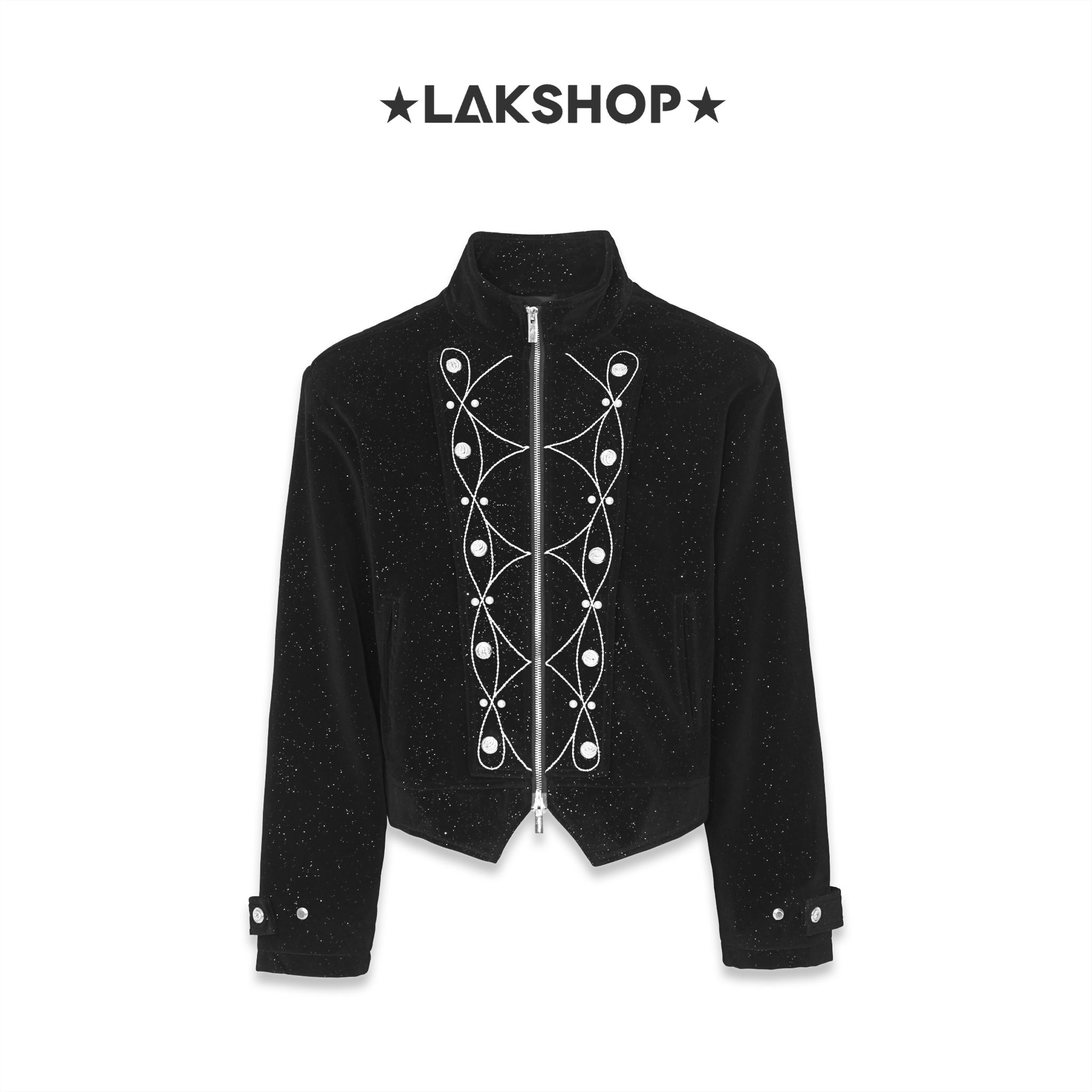 Áo Black Velvet Bling Royal Pearl Jacket