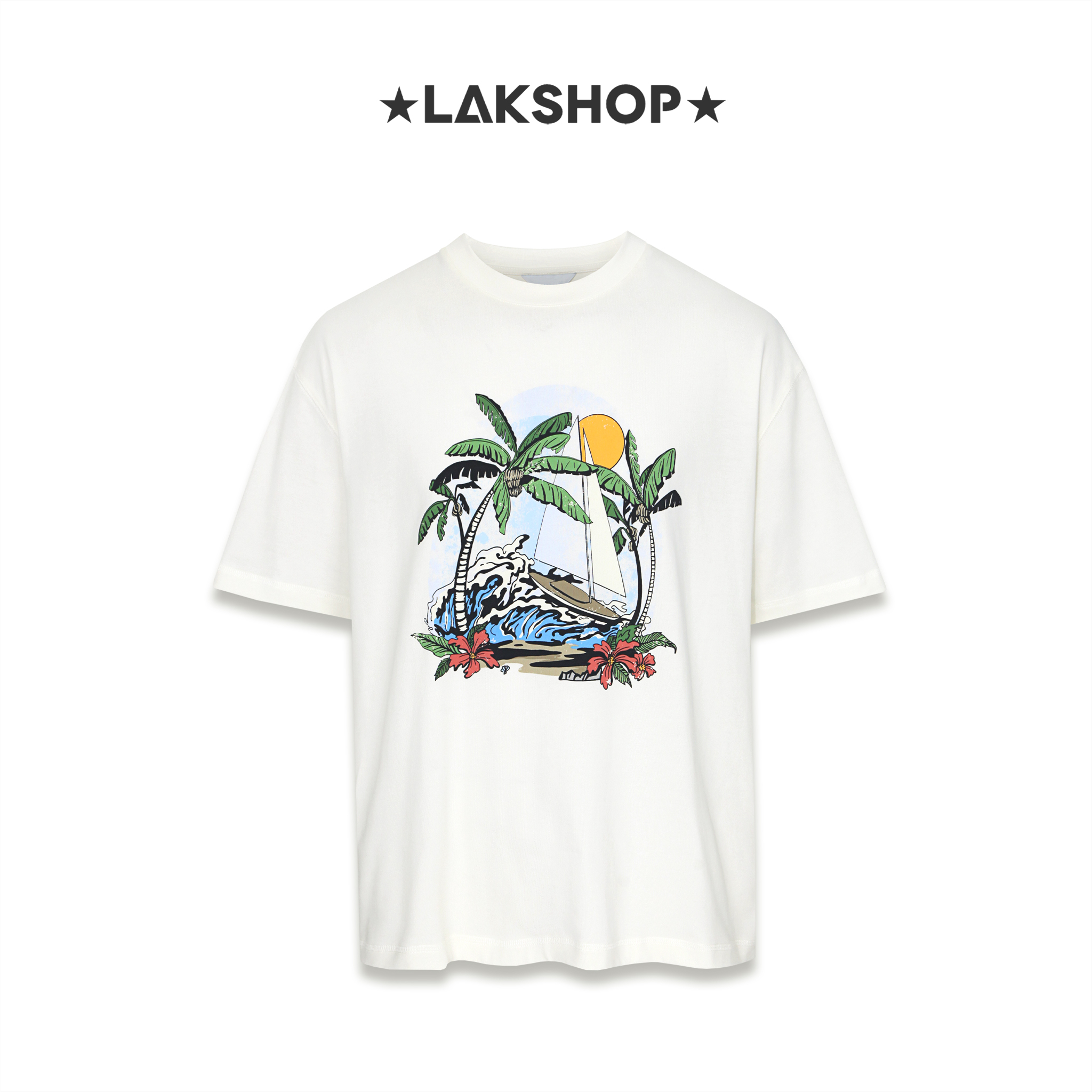 Áo Oversized Hawaiian Vacation-style Print T-shirt