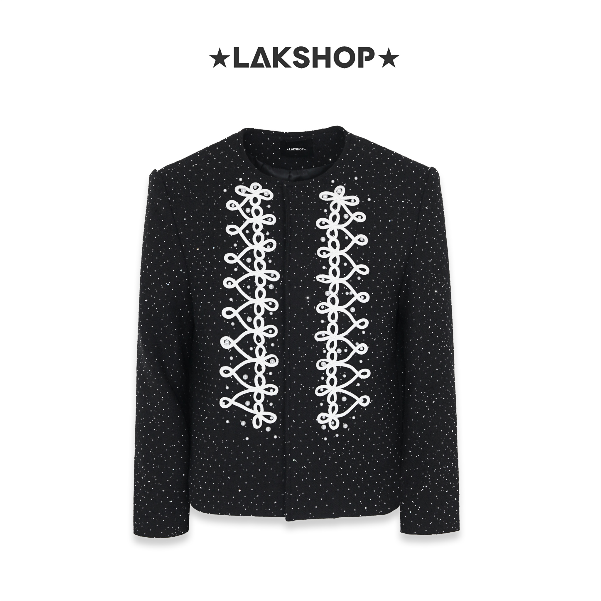 Áo Black Bling Bling With Pearl Baroque Jacket