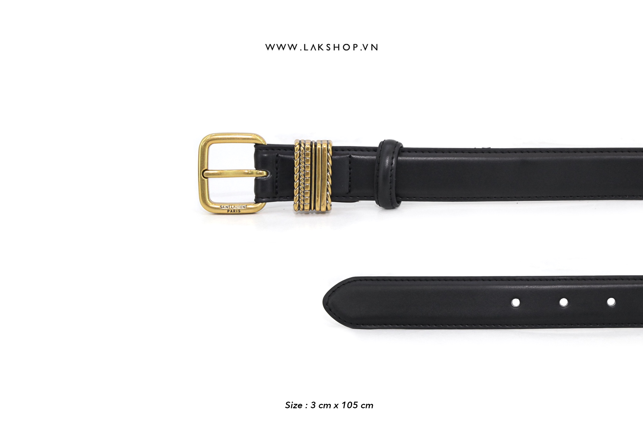 Sajnt Laurent Leather Belt With Buckle Gold