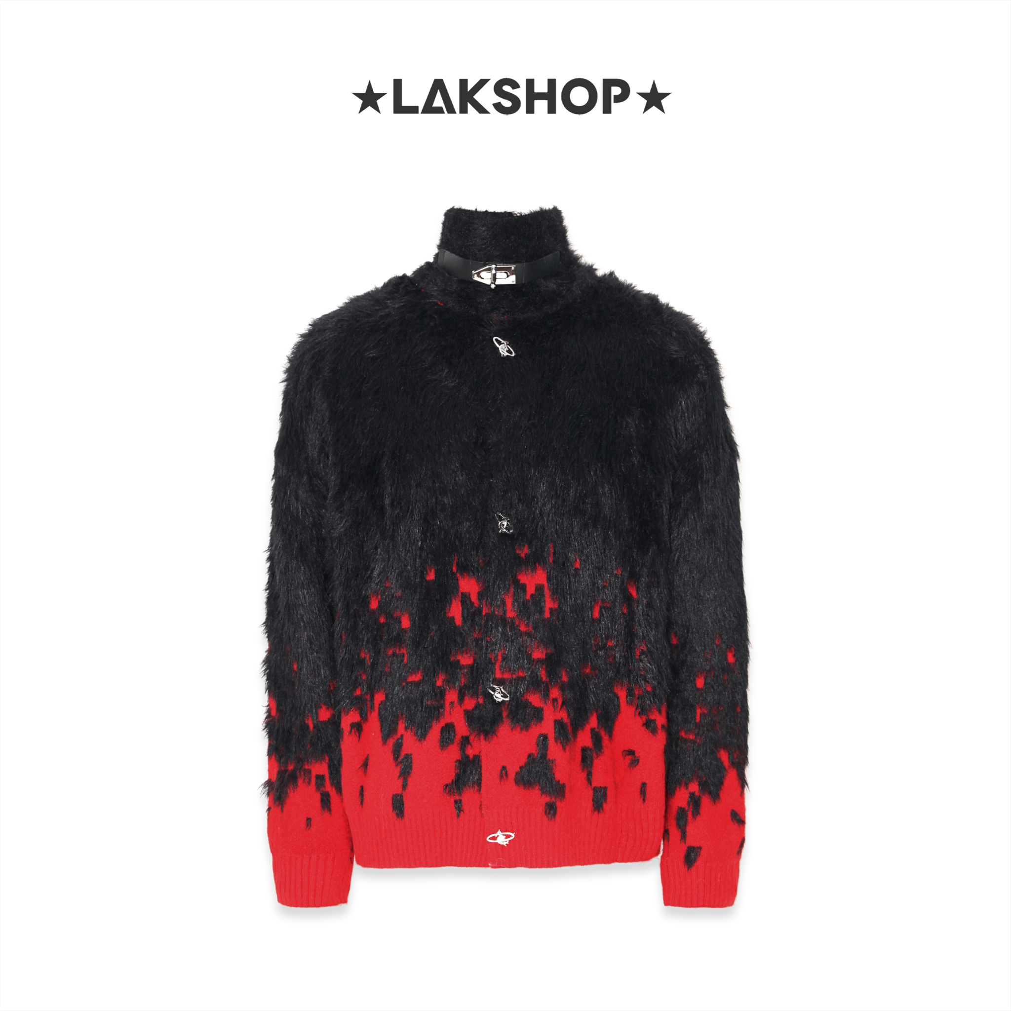 Áo Red Black Culture Color-Changing Buckle collar Sweater