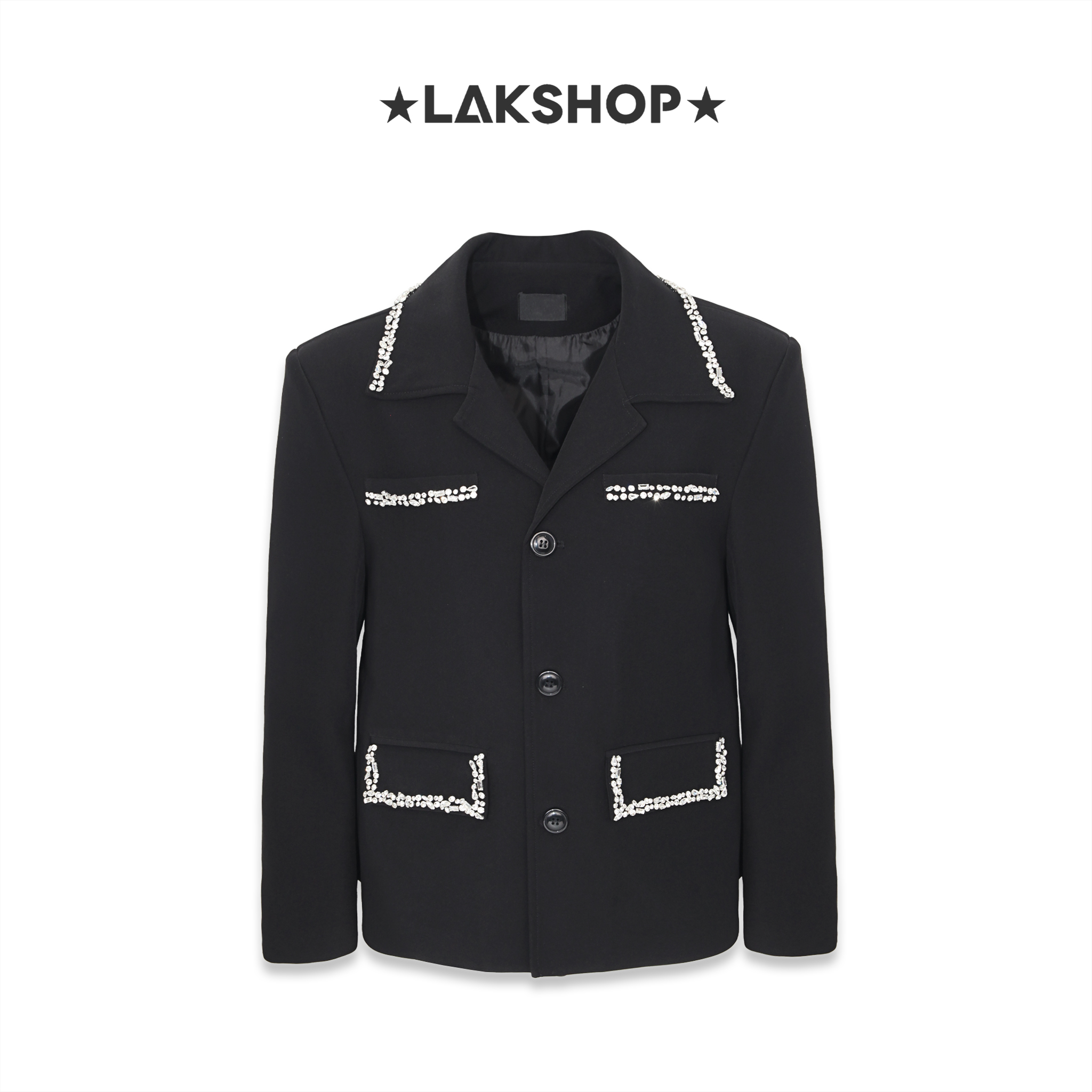 Áo Black Pocket with Crystal Trim Jacket