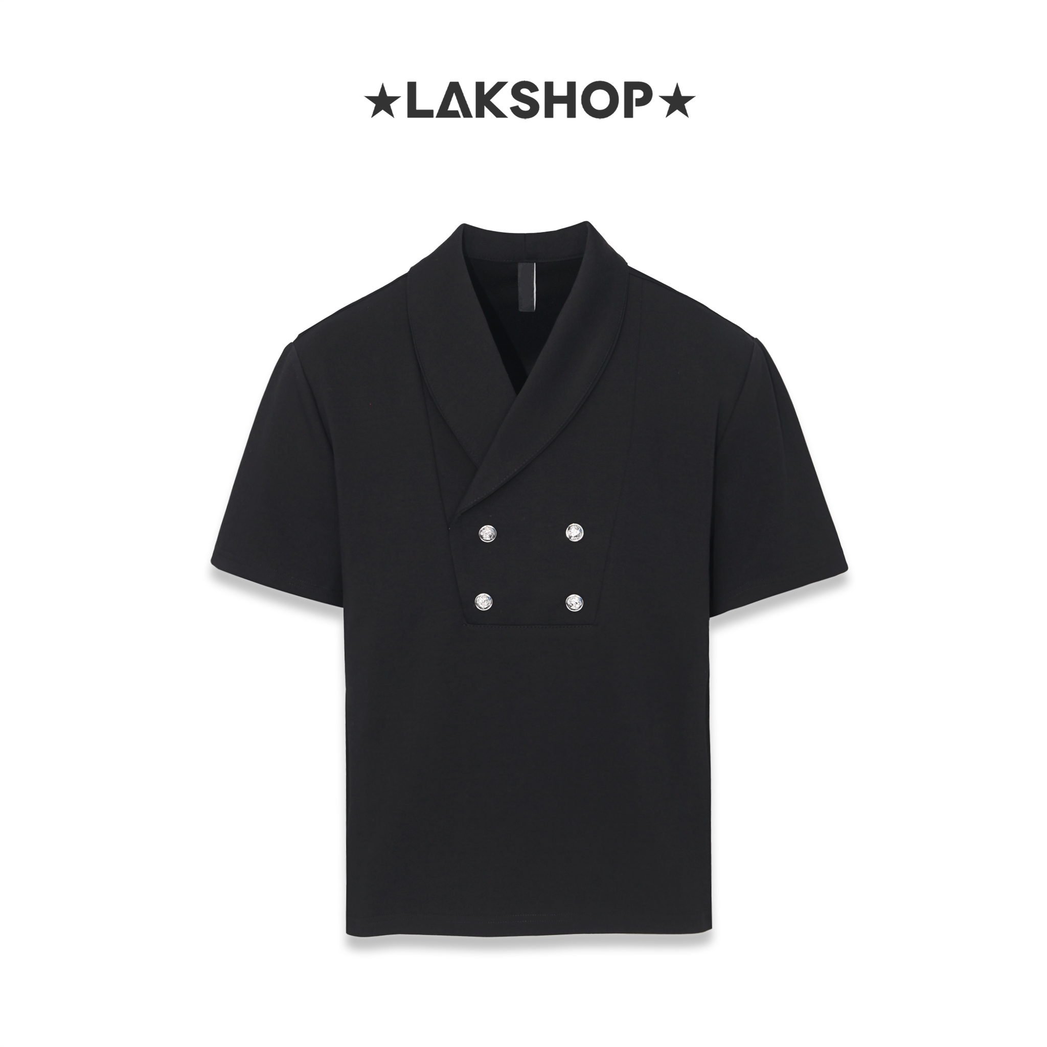 Áo Black Double Button Polo Shirt