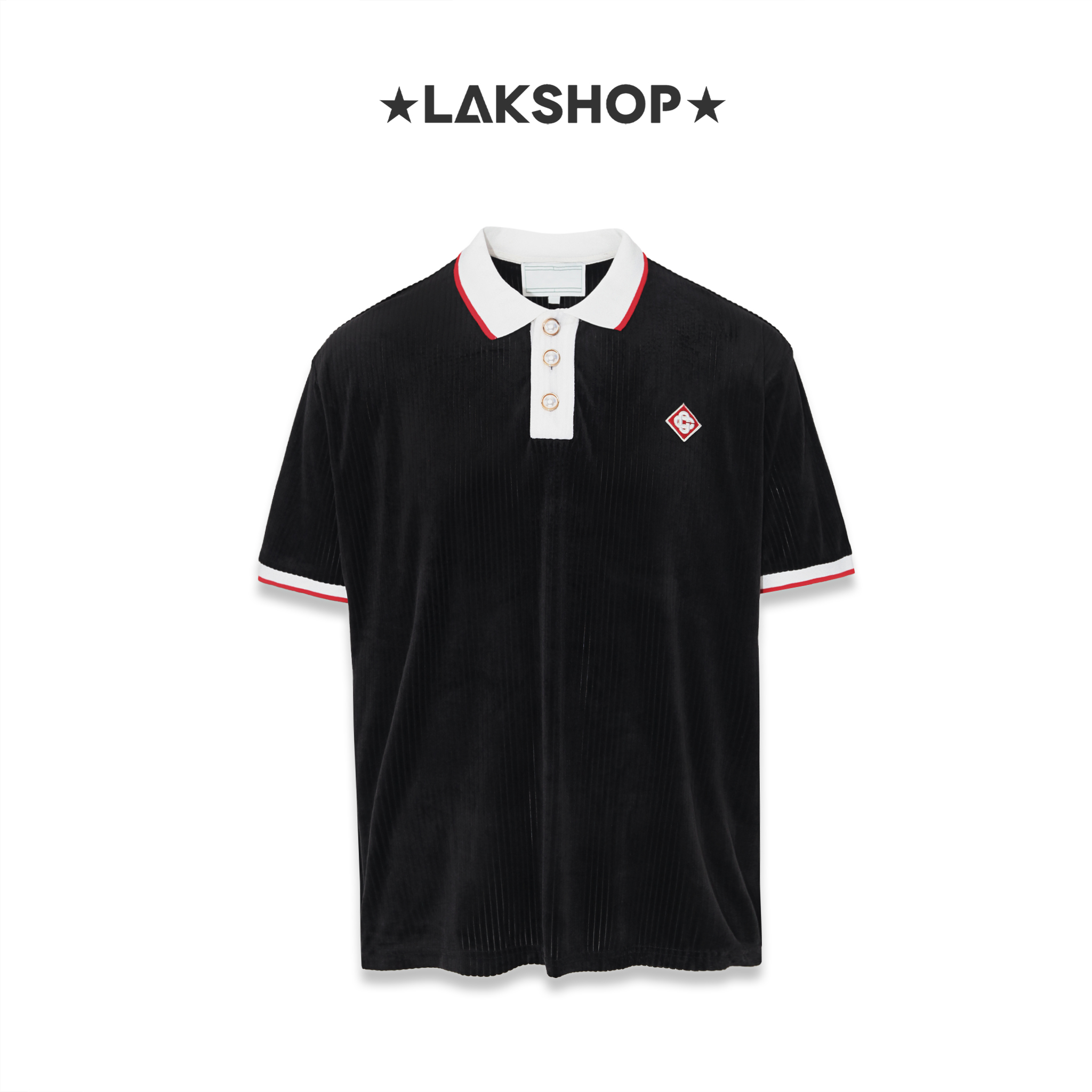 Áo Casa Black Stretch Velour Polo Shirt
