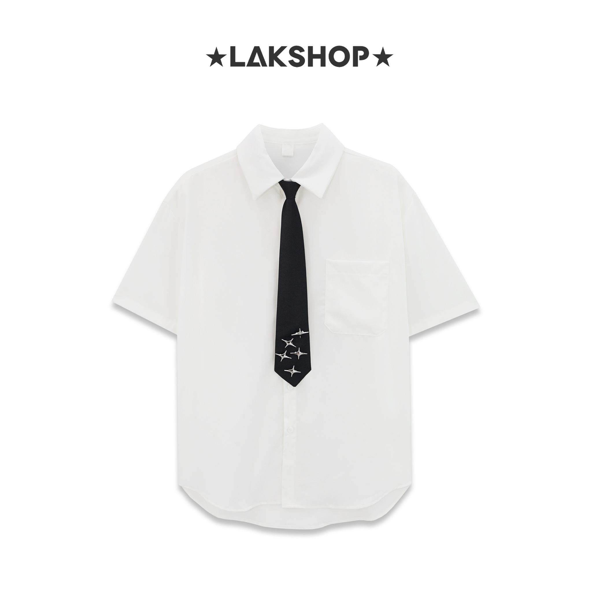 Áo Oversized White with Tie Short-Sleeve Shirts cx2
