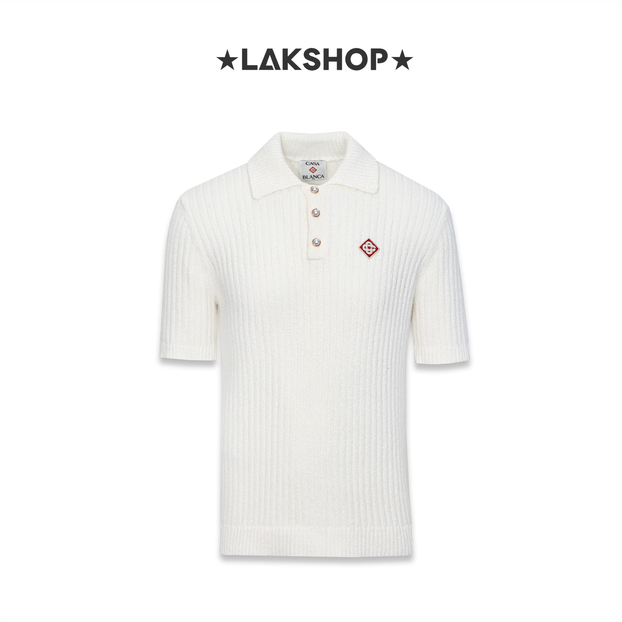 Áo Casa Boucle Striped in White Polo Shirt