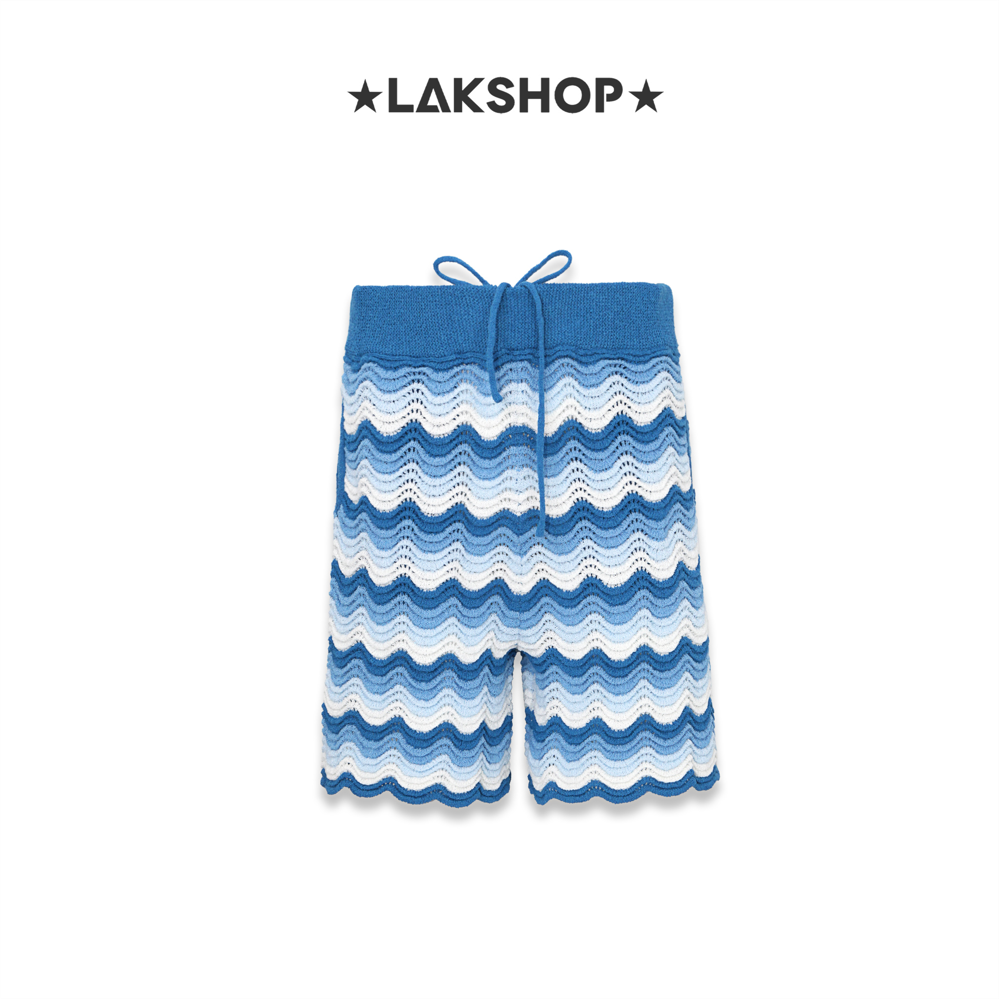 Quần Wavy Gradient Open-Knit Blue Short