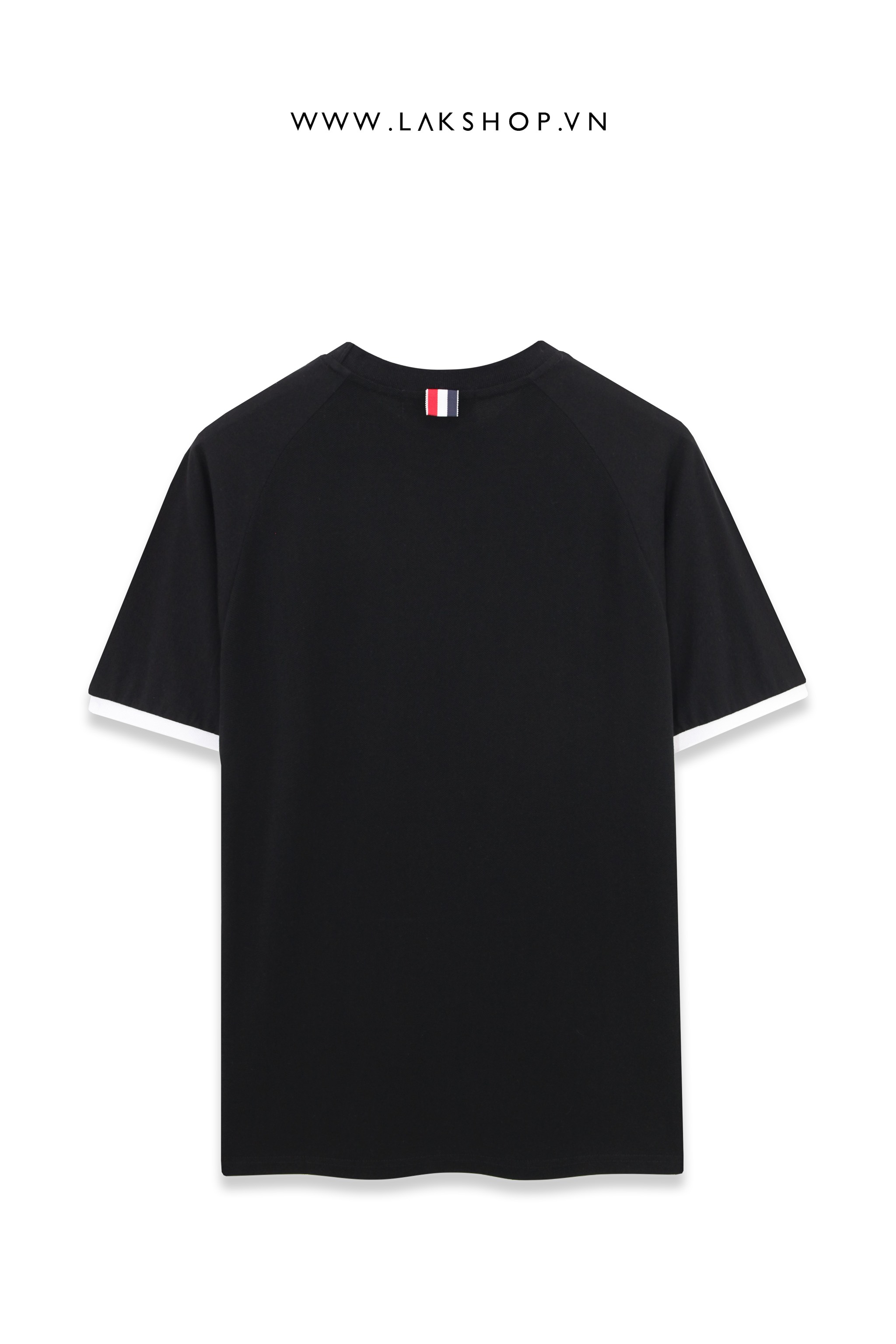 Thom Browne Striped Shoulder in Black T-Shirt