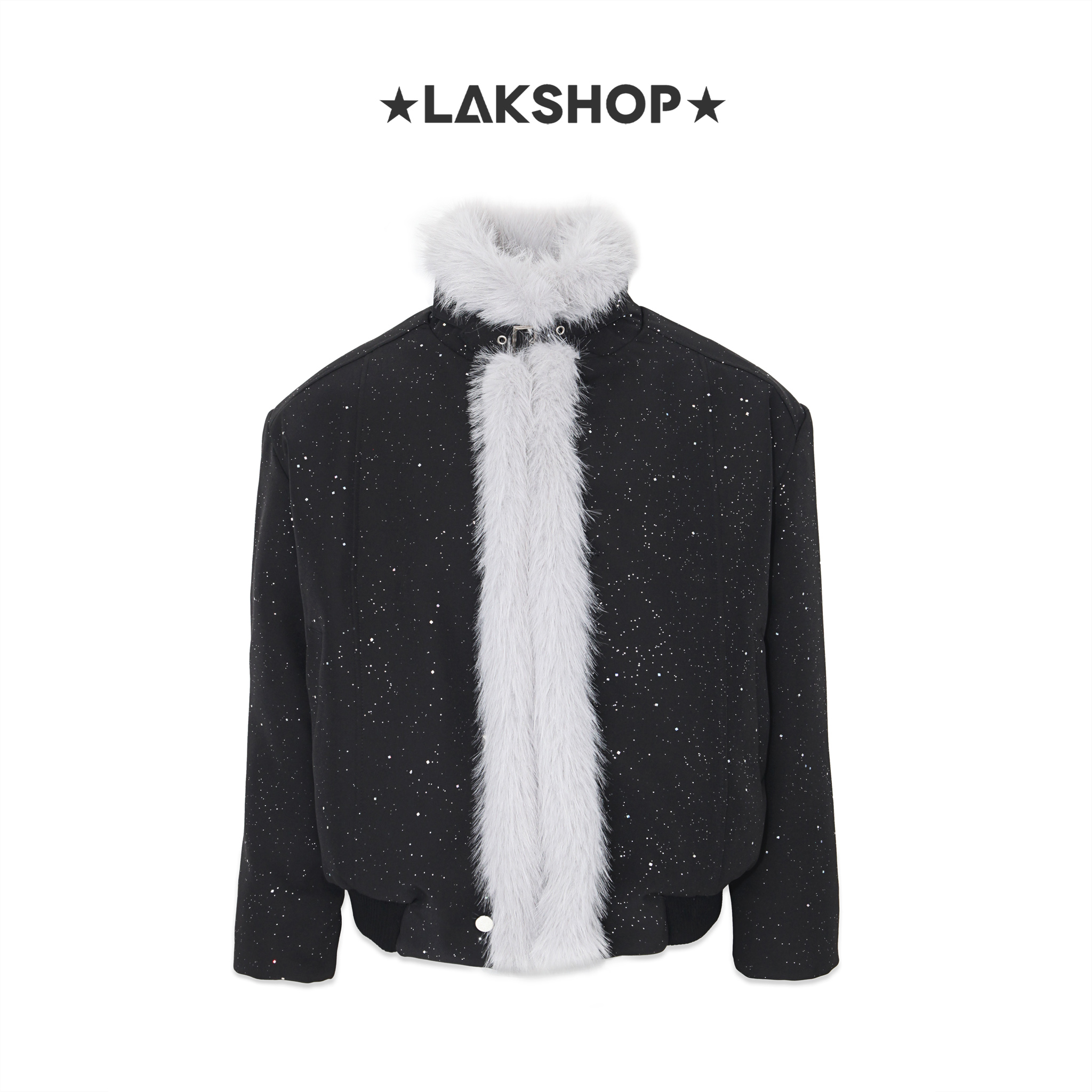 Áo (mặc 2 mặt)  Bling Bling Black with Fur Reversible Double-Face Jacket