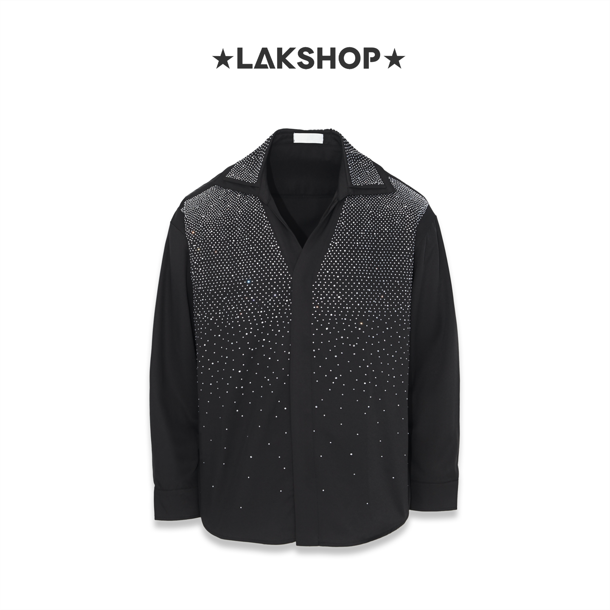 Áo Black V-neck Bling Bling Ombre Shirt