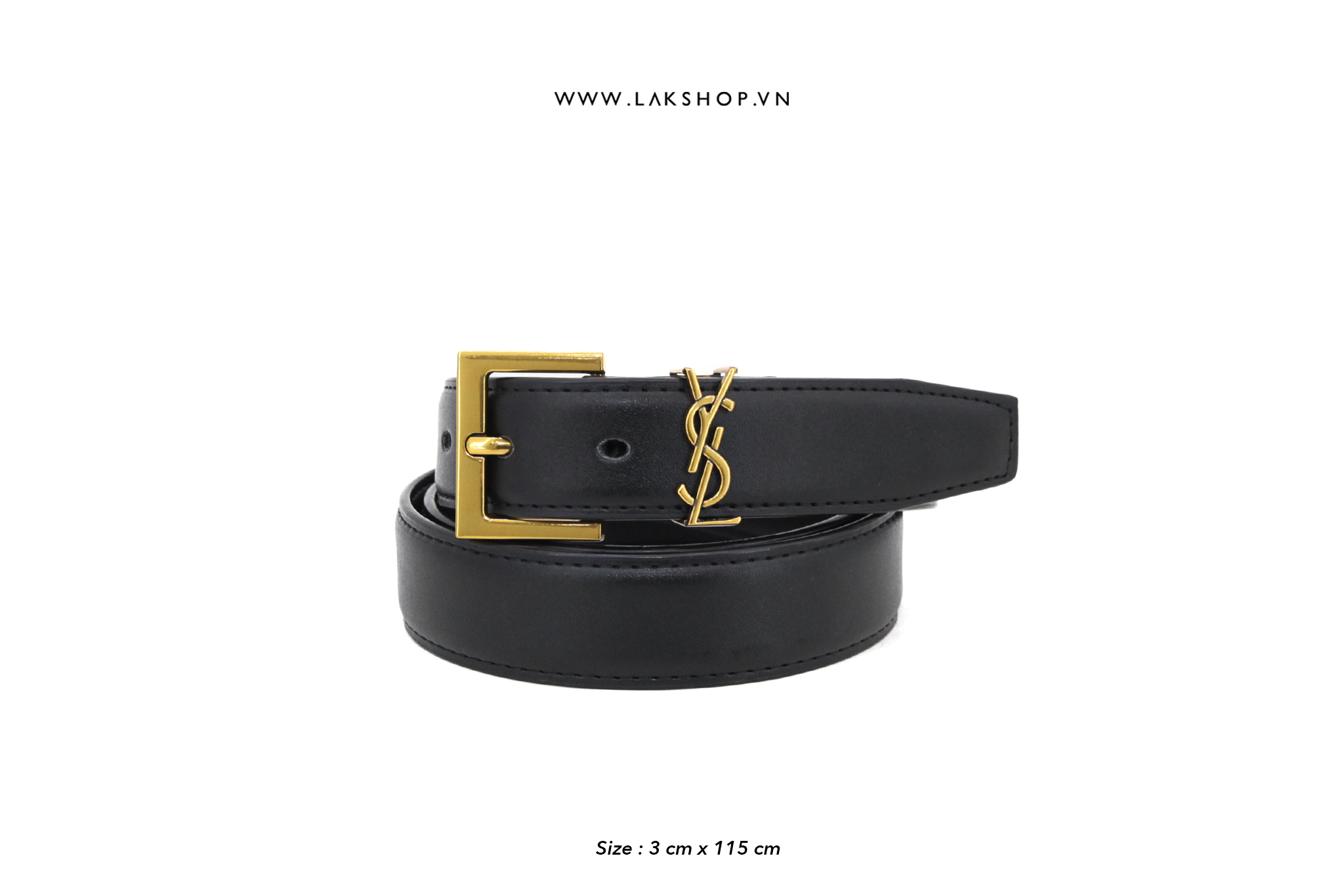 Thắt Lưng Sajnt Monogram Buckle Belt in Black Gold