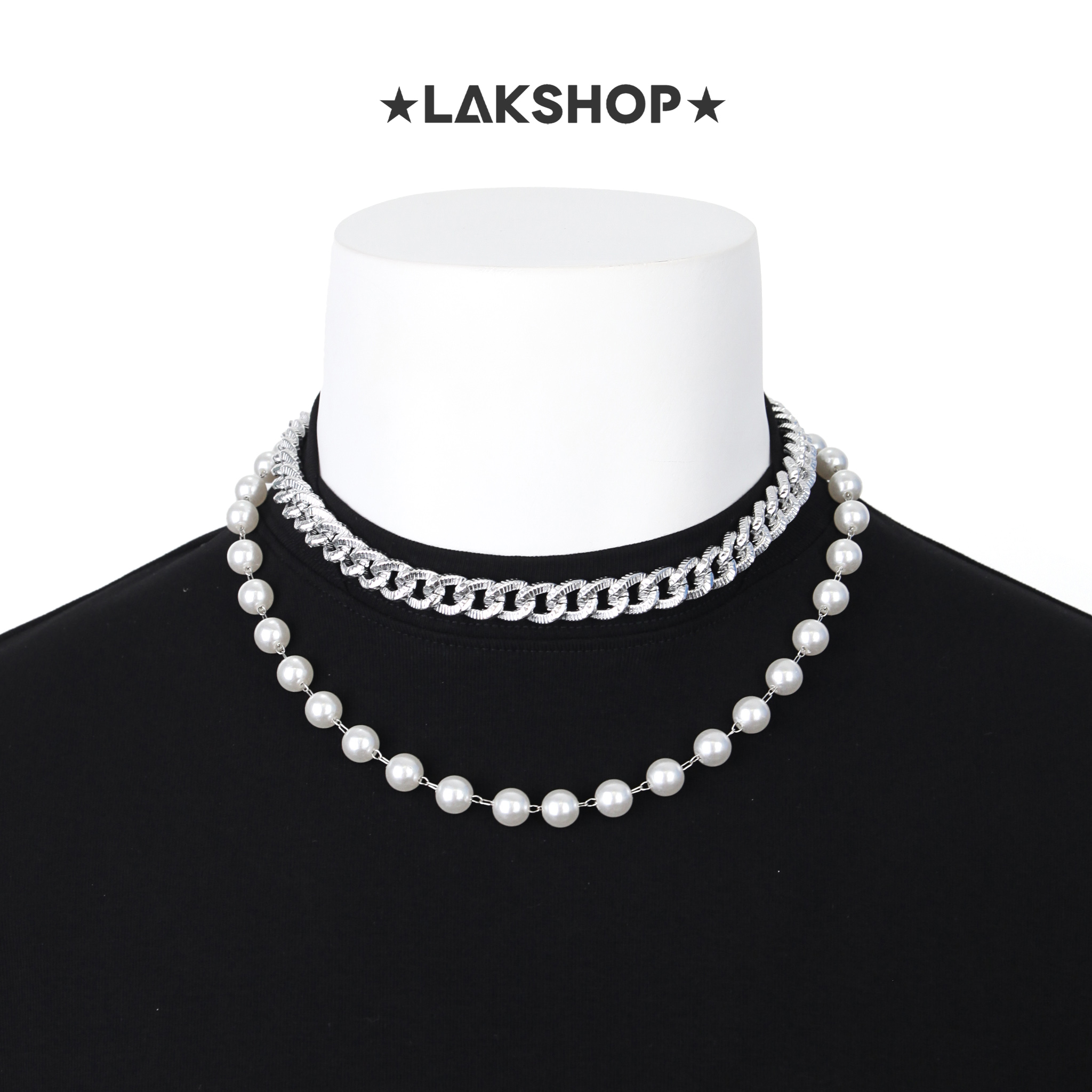 Xích/Vòng Chain with Pearl 2 Layer Keychain