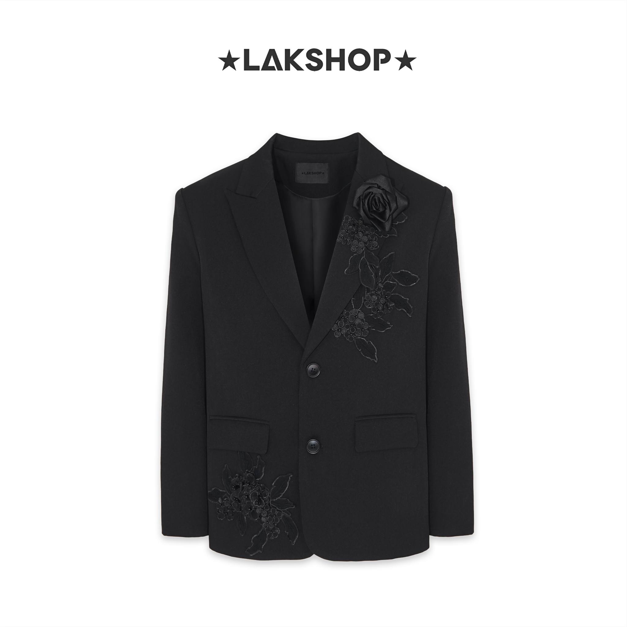 Áo Black with Flower Black Blazer